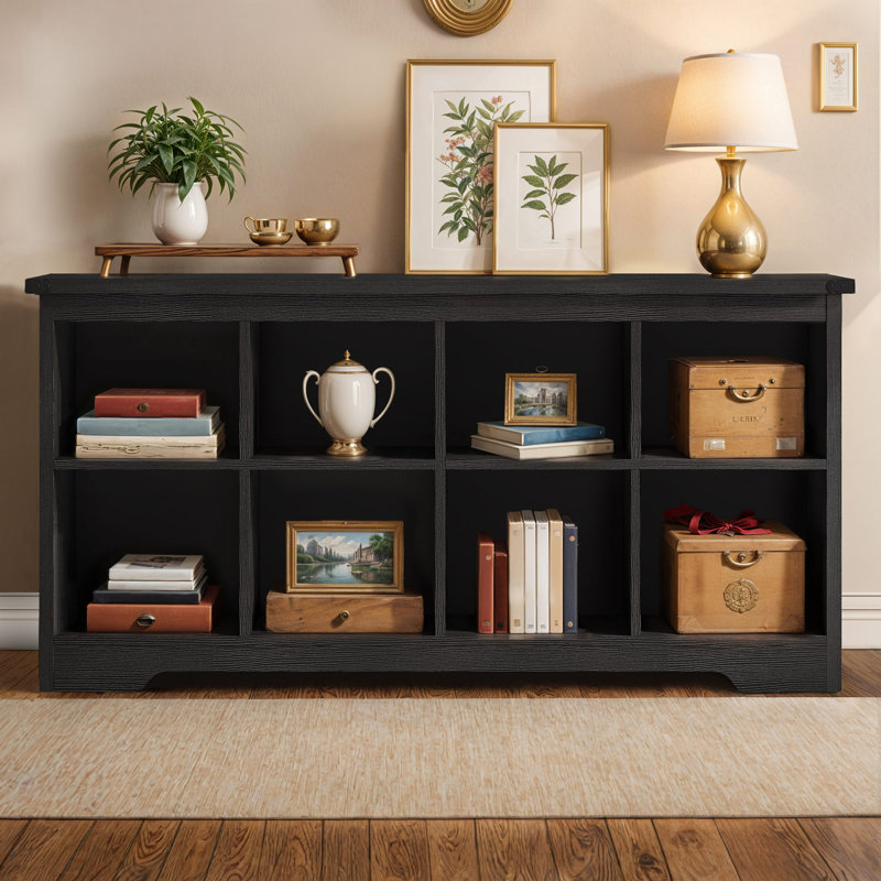 8 Cube Freestanding Bookcase Shelf Organizer Modern Storage Unit for Home or Office, 31.5" H x 62" W x 15.7" D, Black