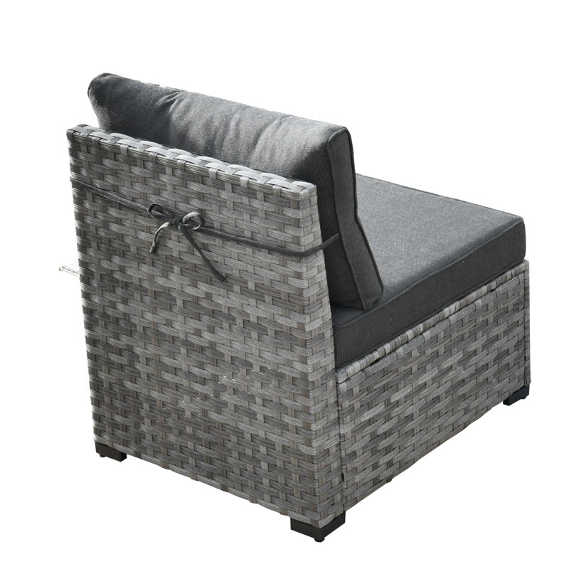 Wood Premium All-Weather Wicker 10 - Person Patio Conversation Set with Cushions, Black