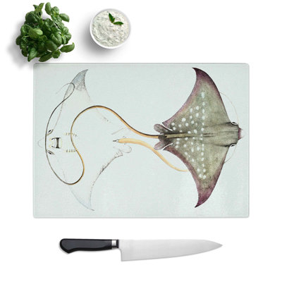 Tempered Glass Spotted Stingray by John Edward Gray Chopping Board