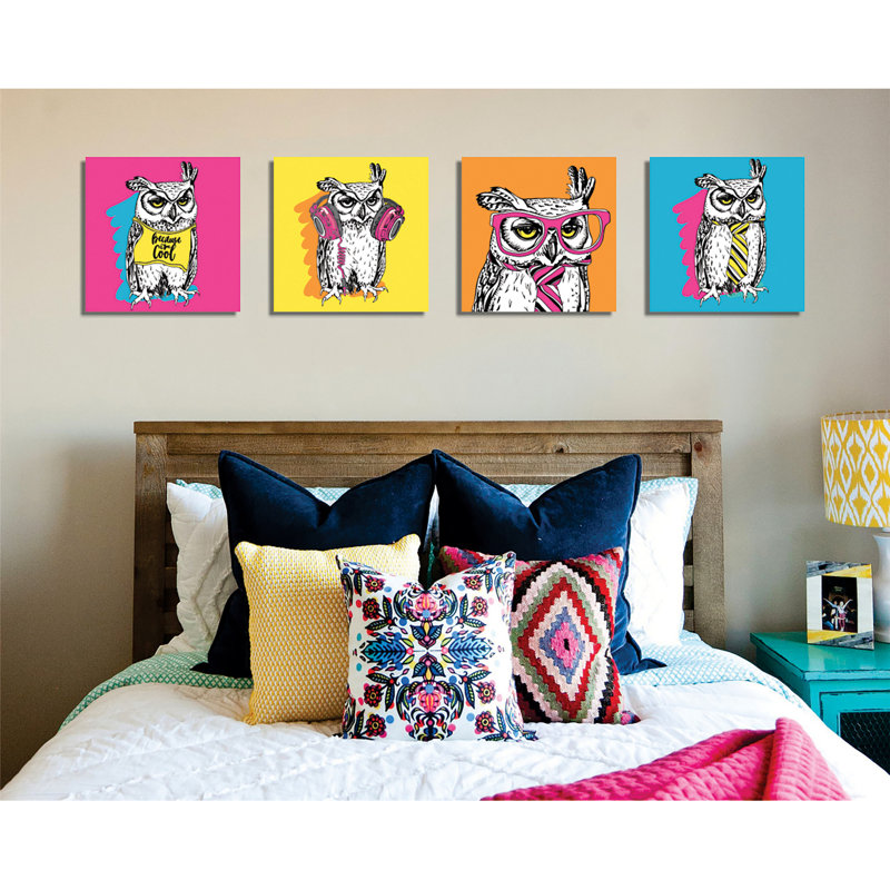 Superbe ensemble de peinture sur toile décorative (4 pièces), 12 x 12 pouces chacune | 60% coton / 40% polyester avec structure en bois robuste | Impression numérique vibrante pour le salon, la chambre à coucher et le bureau