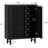 33.46" Modern Black Wooden  6-Tier Shoe Cabinet With Louvered Doors-1925405128