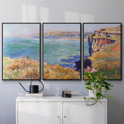 "Falaises à Varengeville" par Monet, reproduction sur toile 3 pièces