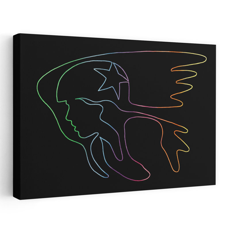 Roller Derby Neon Jammer avec étoile, casque, paysage contemporain contemporain, art mural, H 60 po x l 40 po