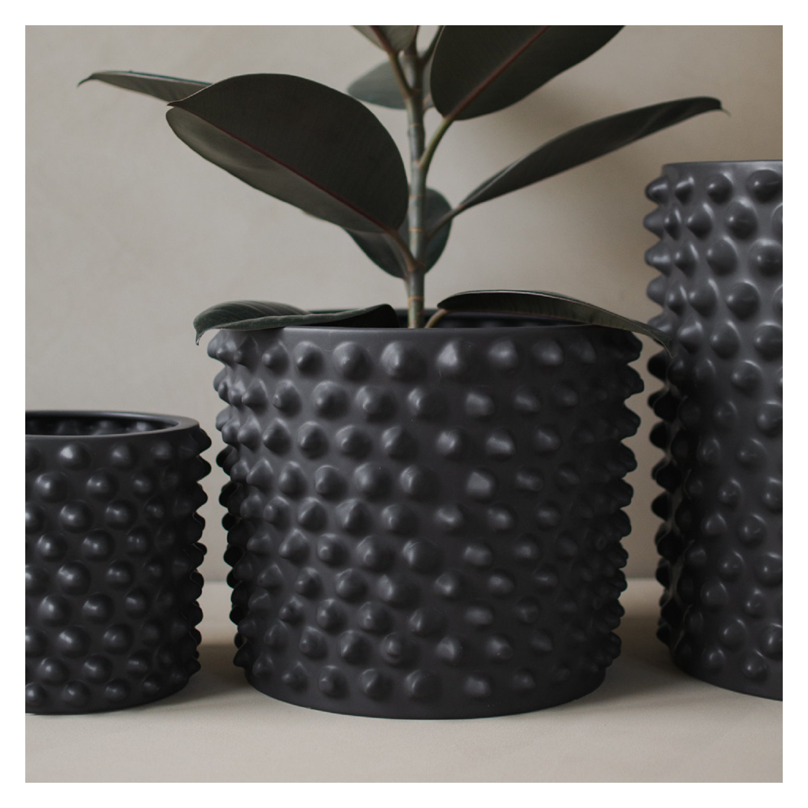 Genesta Ceramic Table Vase, Black, 9.84" H x 11.81" W x 11.81" D