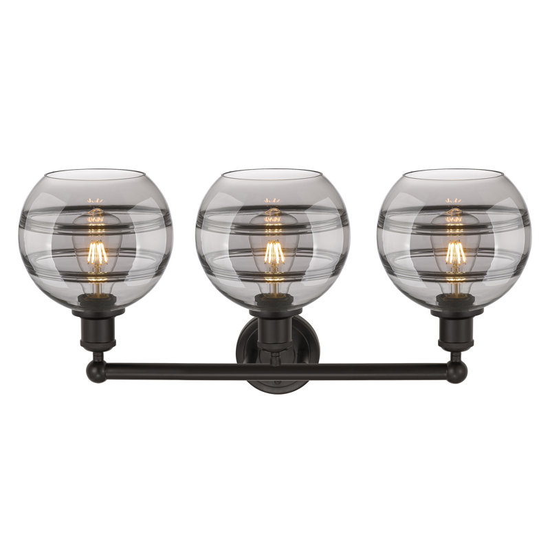 Éclairage de salle de bain à intensité variable à 3 lumières Bienes, Gris fumée clair, Bronze huilé