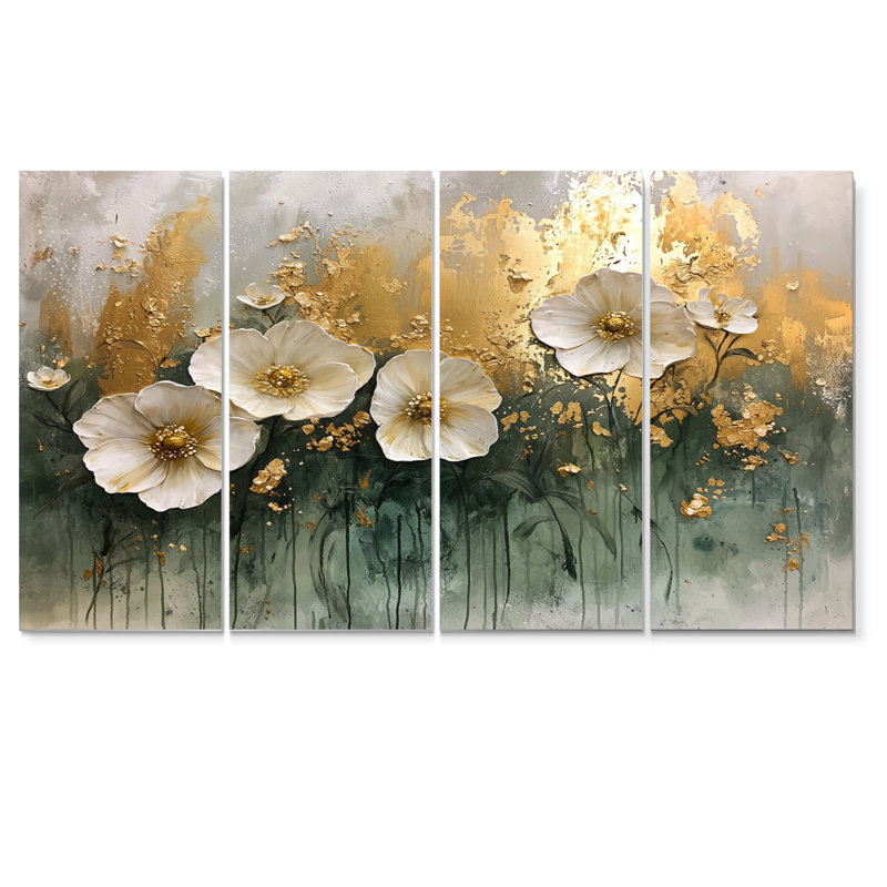Fleurs sauvages printanières symphonie Fury I - Art mural fleurs sauvages - ensemble de 4 décorations murales traditionnelles