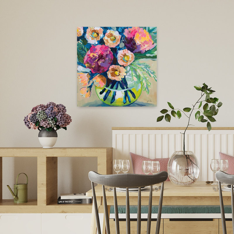 Art contemporain Art floral contemporain, H 18 po x l 18 po