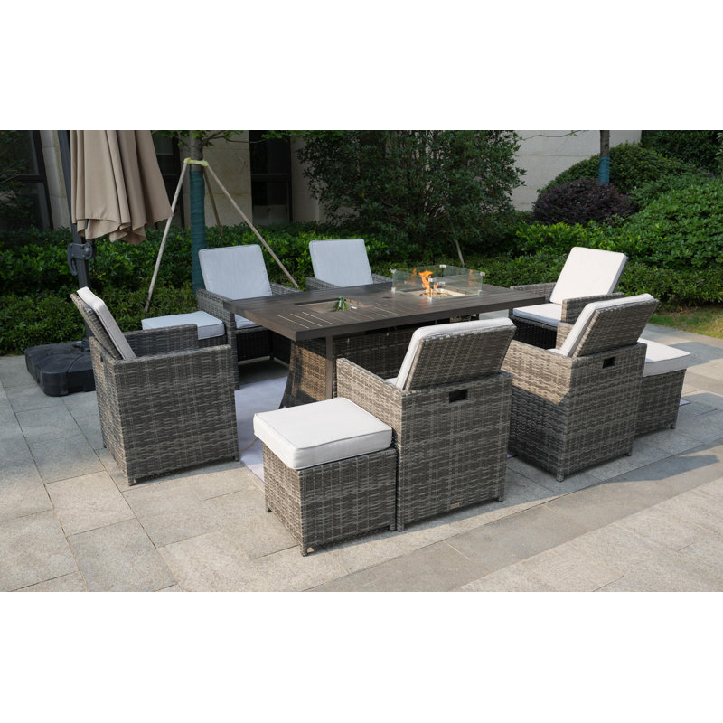 Rectangular 10 - Person Dining Set with Cushions