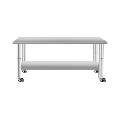 Table de travail de cuisine en acier inoxydable de 60 po x 24 po avec roulettes et dessous de tablette, d'une hauteur de 35,5 po pour les tâches de restauration