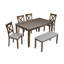 Ensemble de salle à manger de cuisine 6 pièces, table de salle à manger rectangulaire en bois avec 4 chaises rembourrées et un banc, ensemble de table de salle à manger pour 6 personnes, salon, bar et cuisine, noyer-494610279