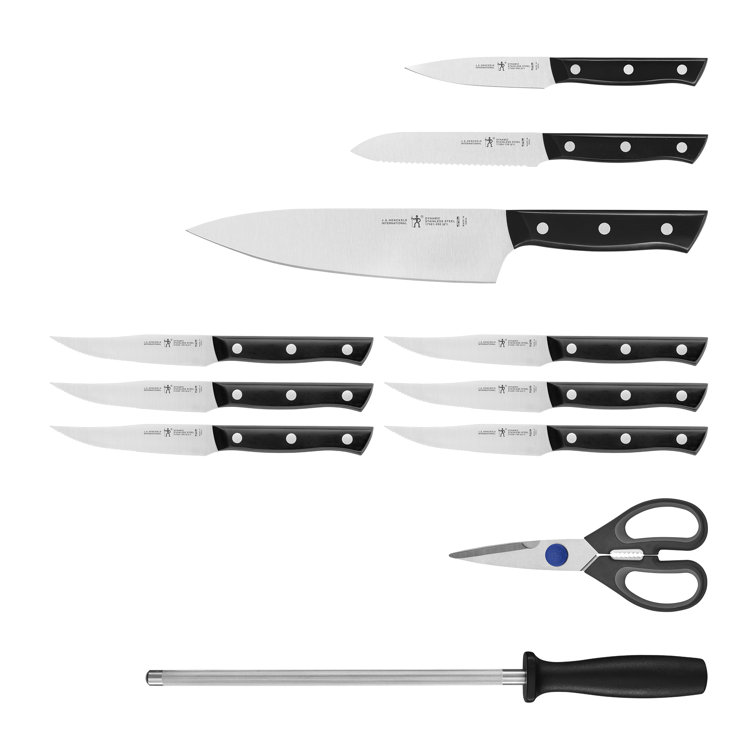 HENCKELS Solution Razor-Sharp 12-pc Knife Set, Chef Knife, Bread Knife,  Steak Knife, German Engineered Informed by 100+ Years of Mastery,Walnut