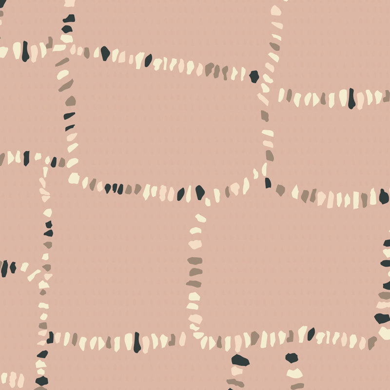 Papier peint Tumin Ruins, Non encollé, Rosé, Faux Grasscloth