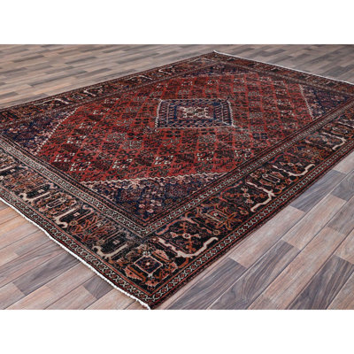 Wabansia One-of-a-Kind 6'9" X 10'0" 1950s Square Wool Area Rug Red