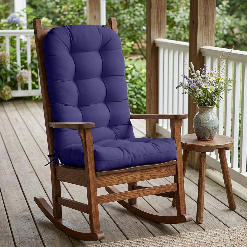 Coussin de chaise à dossier haut de 2 pièces de 4,7 po d'épaisseur pour intérieur / extérieur avec sangles, boucle de dossier réglable