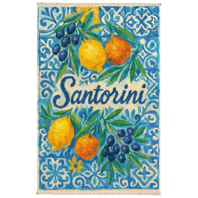 Aegean Blue Santorini Tile Rug