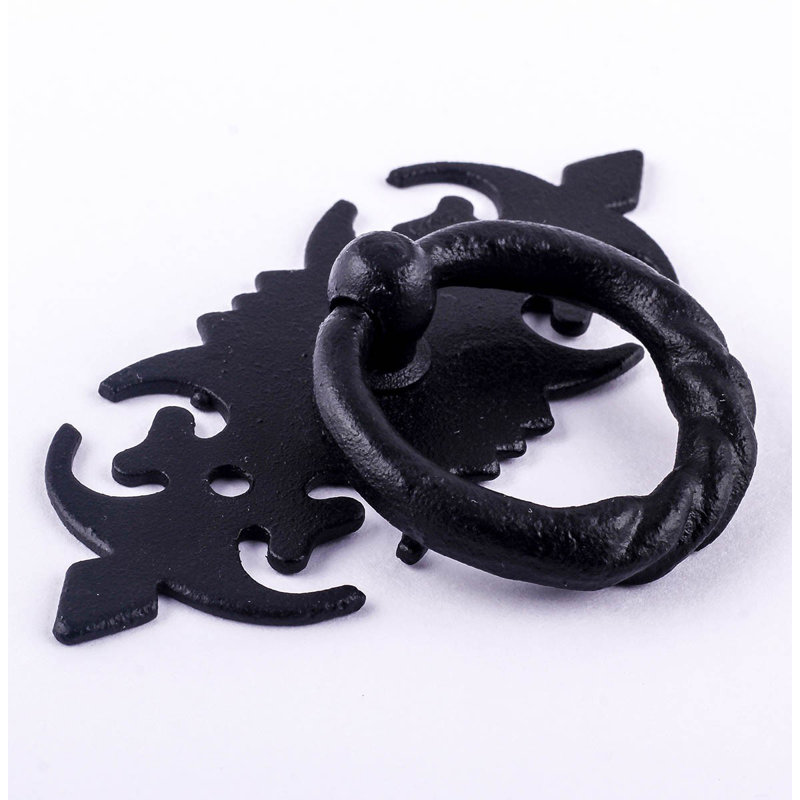 3.5" Black Wrought Iron Antique Ring Cabinet Pull