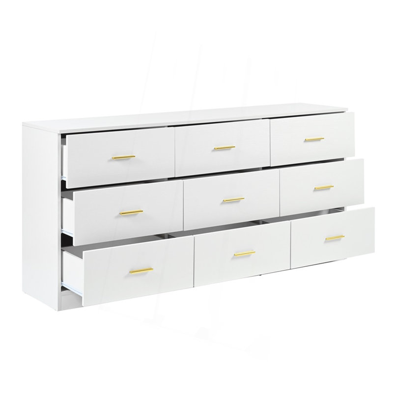 Commode moderne à 9 tiroirs pour la chambre à coucher - Vaste commode avec rangement, robuste et sécuritaire