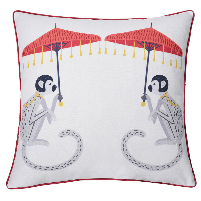 Coussin décoratif en lin à imprimé animal, Rouge / guépard