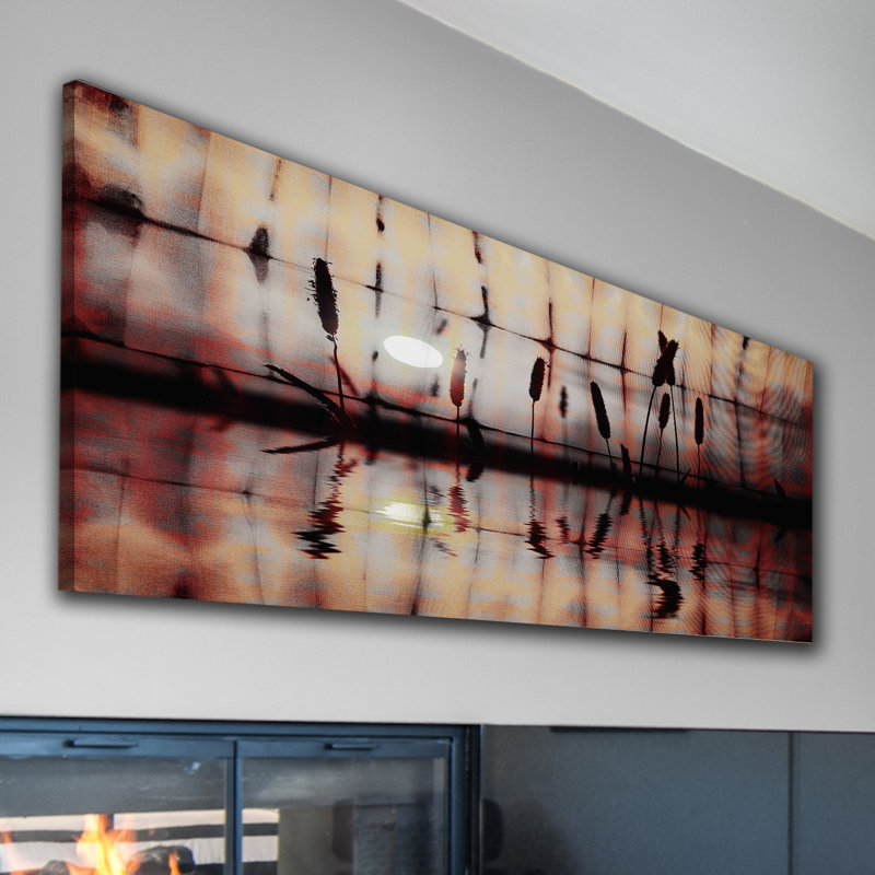 « cattail reflection » par parvez taj,, reproduction d’art sur toile tendue, H 20 po x l 60 po
