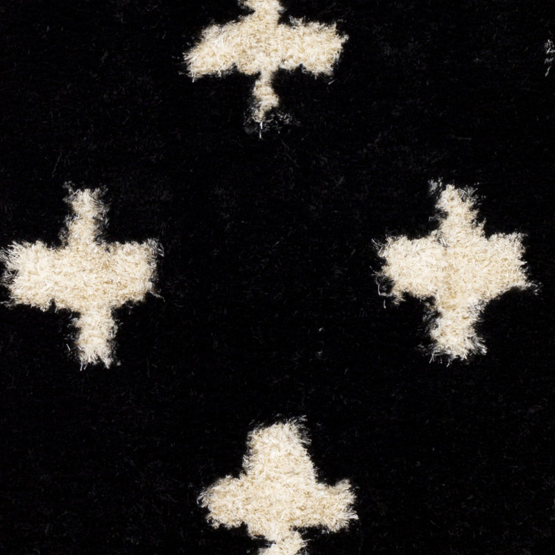 Tapis géométrique noir / crème tissé à plat à la main Aleman, Rectangle 8 pi x 10 pi
