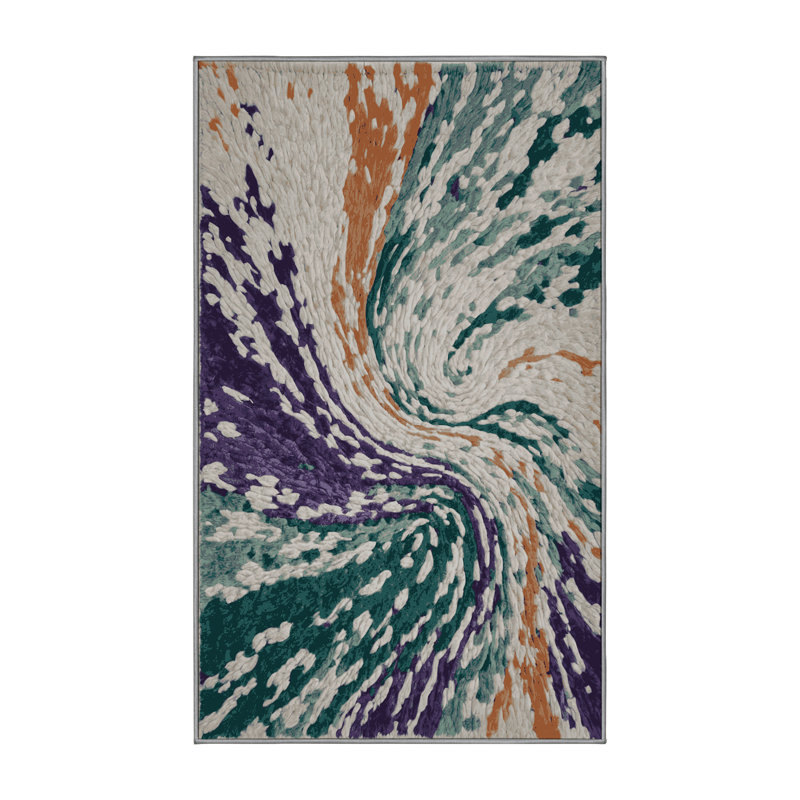 Machine Washable Gray Area Rug, Rectangle 5' x 7'
