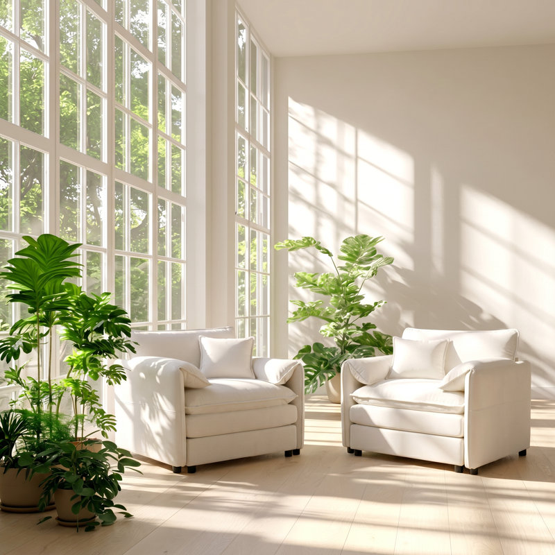 Ensemble de chaises d'appoint en chenille l 41,73 po x P 33,86 po x H 33,46 po Avery, White Chenille, 2