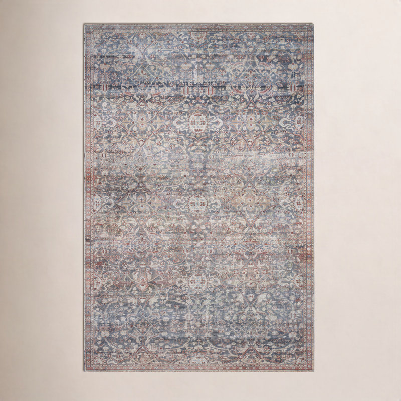 Chris Loves Julia x Loloi Jules Oriental Denim/Spice Area Rug, Rectangle 7'6" x 9'6"