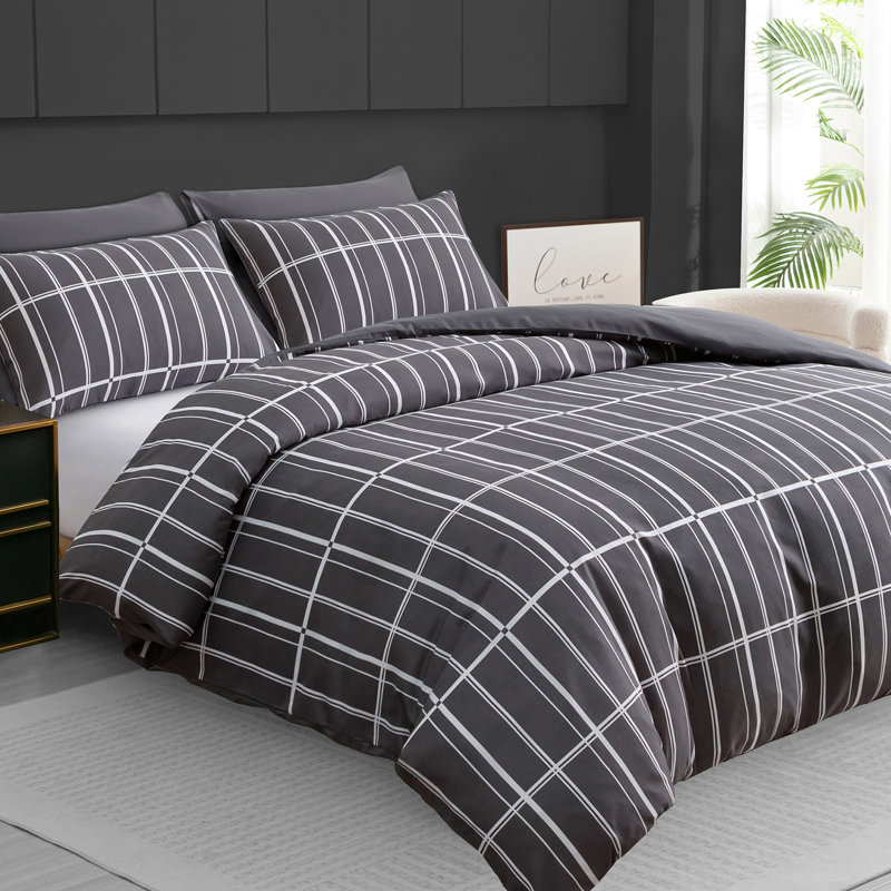 Premium Duvet Cover Set Double Brushed Microfiber Reversible With Zipper Closure & Corner Ties