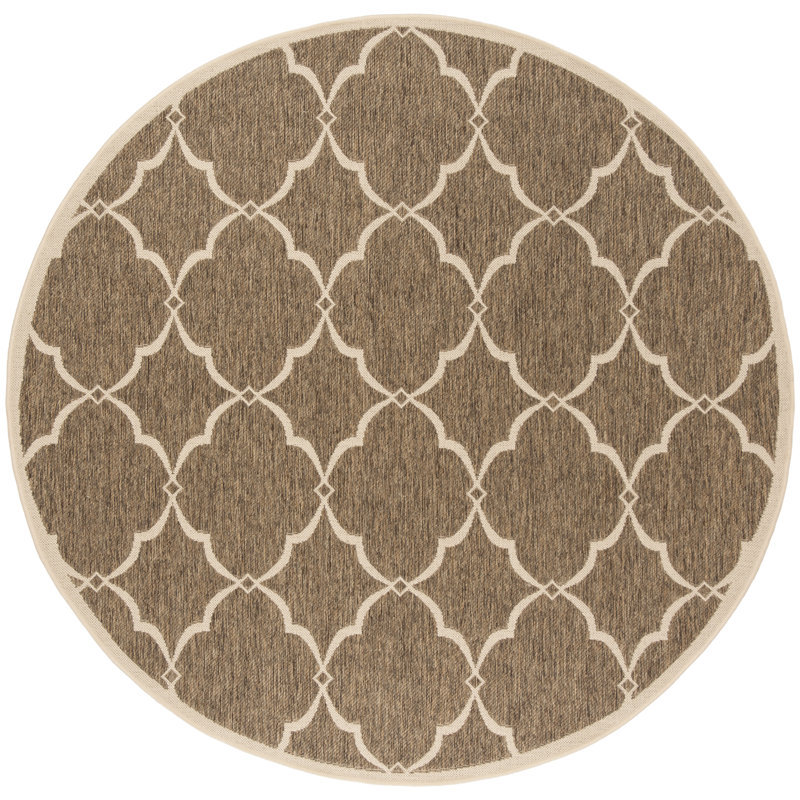 Bascom Geometric Hand Woven Indoor / Outdoor Area Rug, Round 201 cm