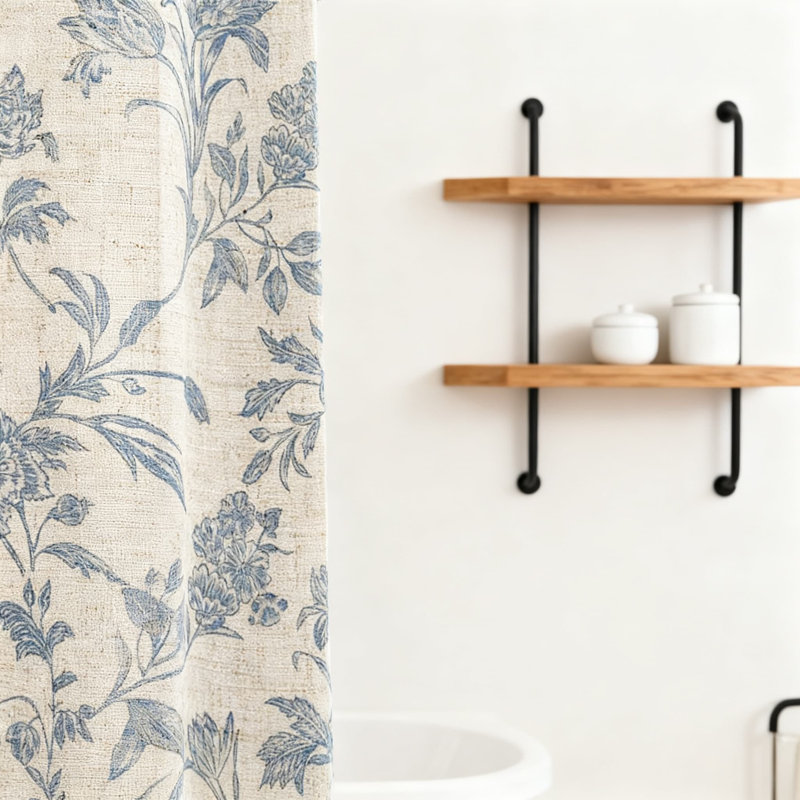 Rideau de douche Floral, Bleu