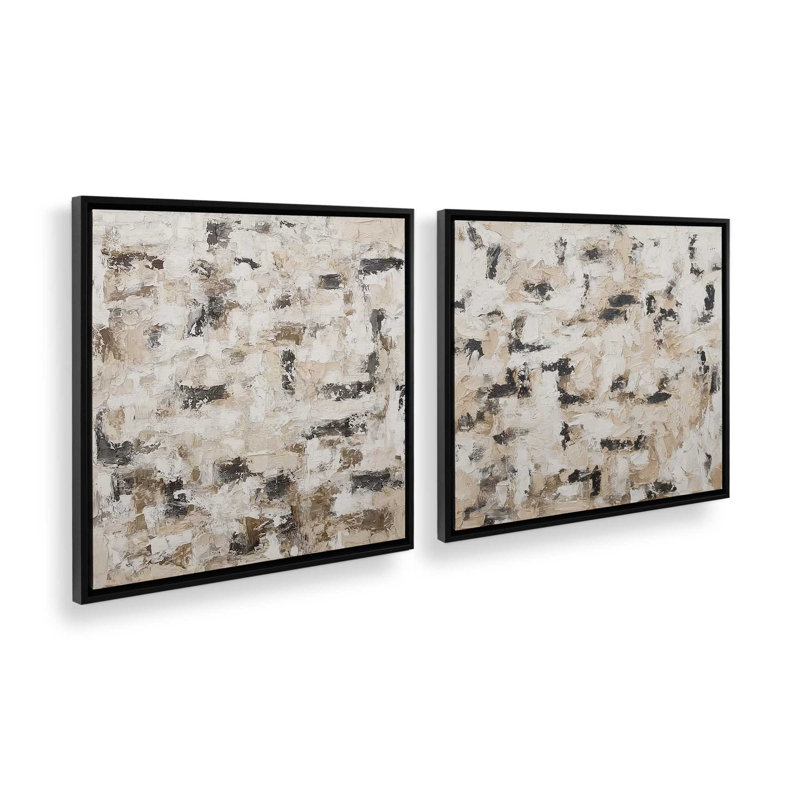 Ensemble de 2 impressions sur terre, 12 po x 12 po, Cadre flottant noir satiné