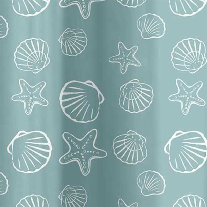 Seashells Blue PEVA Shower Curtain