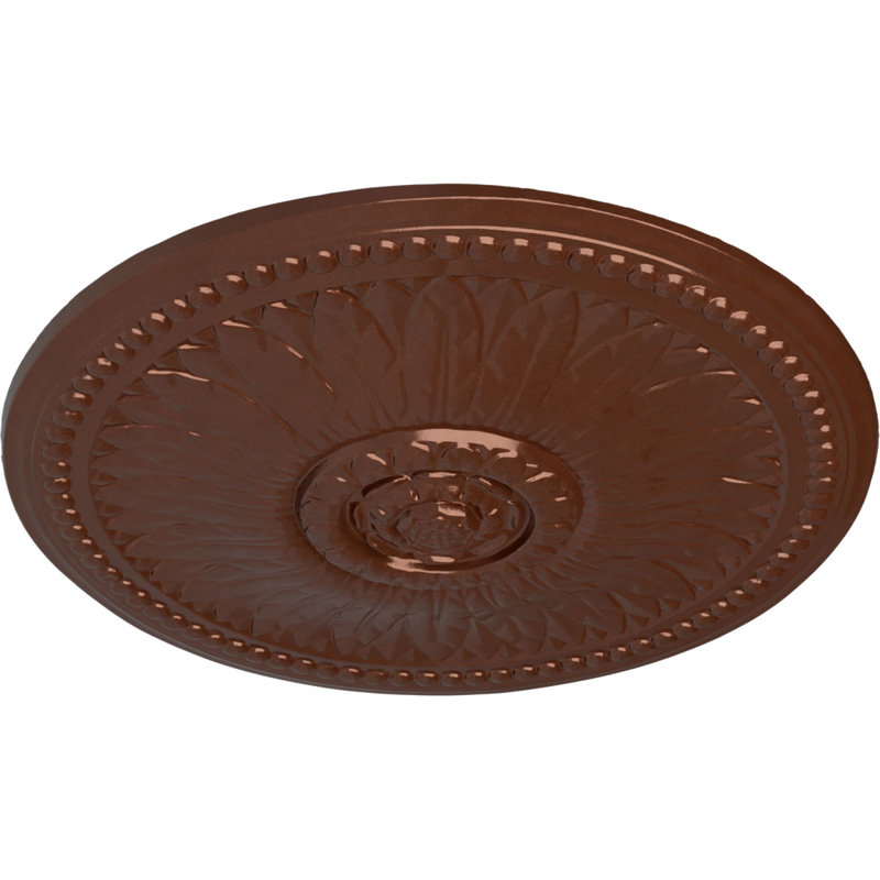 Endurathane Pompeii Ceiling Medallion, 18 7/8"OD x 1 1/2"P (Fits Canopies up to 2"), Hand-Painted Flash Copper Finish