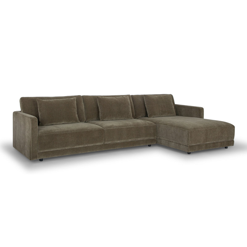 Canapé modulaire 2 pièces Kenji, Chenille performance vert olive, Face à la droite