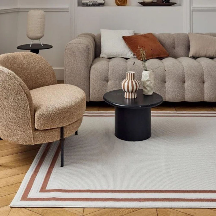 Carmel Modern Bordered Cream/Terra Area Rug