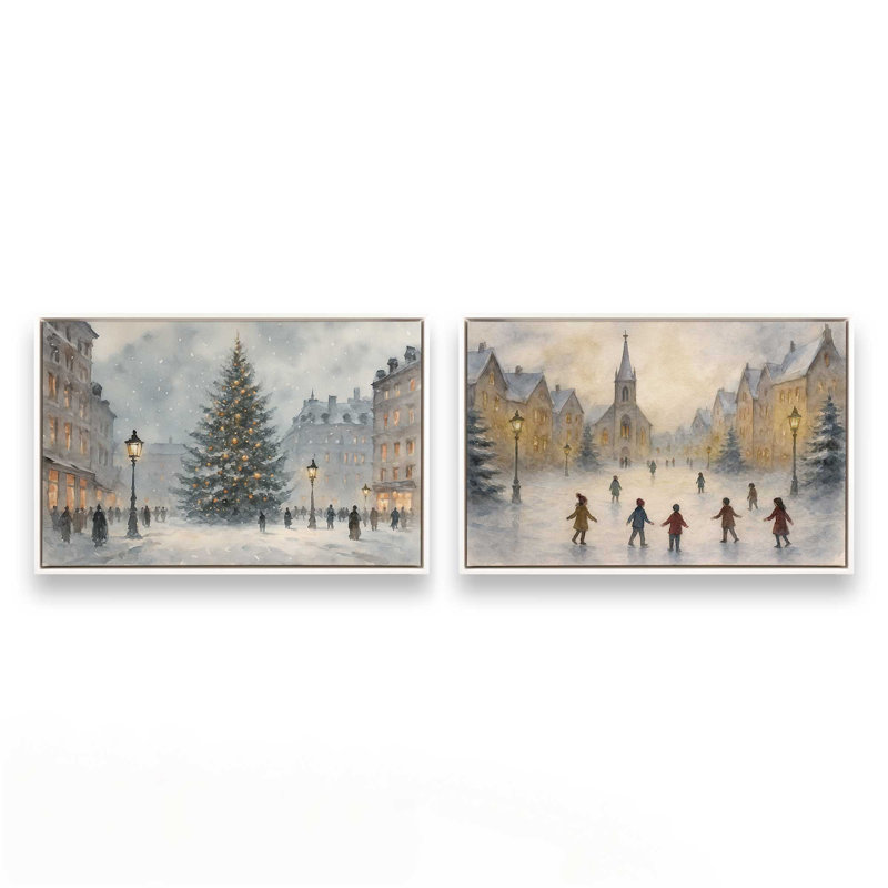 «Silent Night Square», ensemble de 2 impressions sur toile, H 9 po x l 26 po, Impression encadrée sans passe-partout