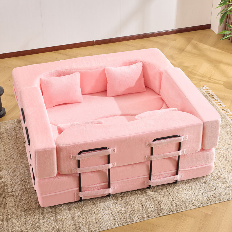 71-Inch Folding Sofa Bed, Pink