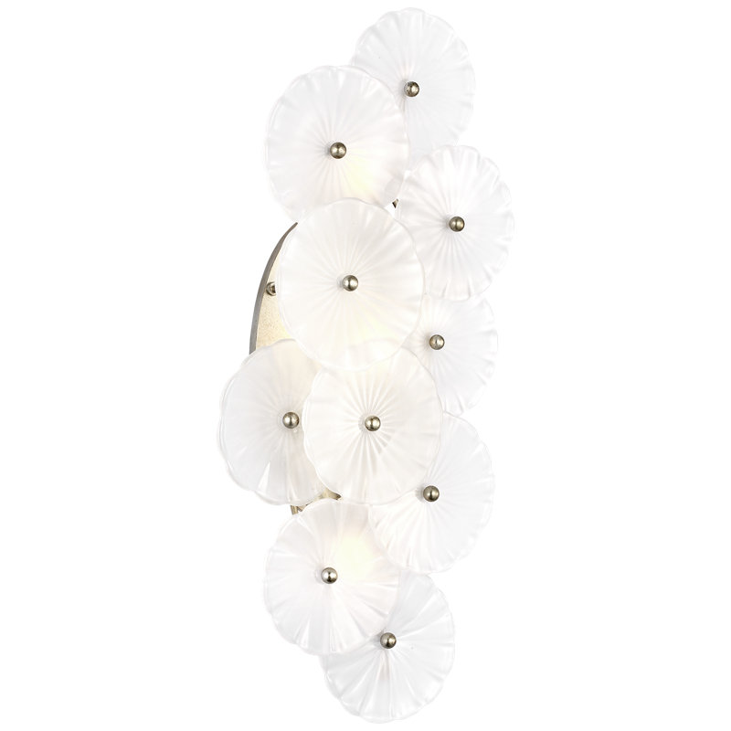 Julie Neill 3 - Light Armed Sconce, Burnished Silver Leaf