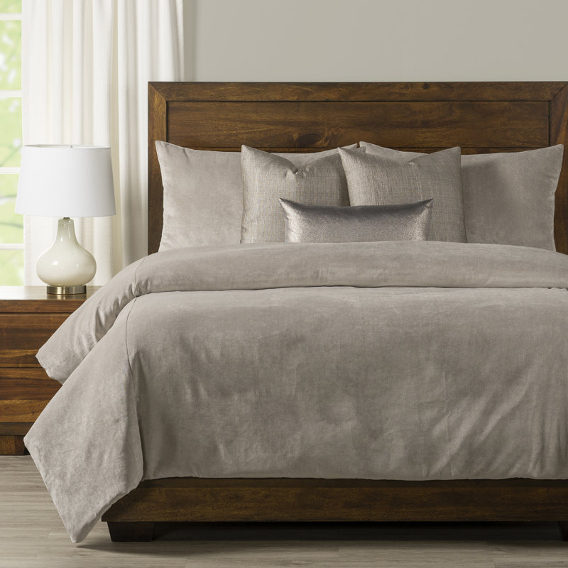 Padma Velvet Duvet Cover and Insert Set, King Duvet Cover/Insert, Dove Gray