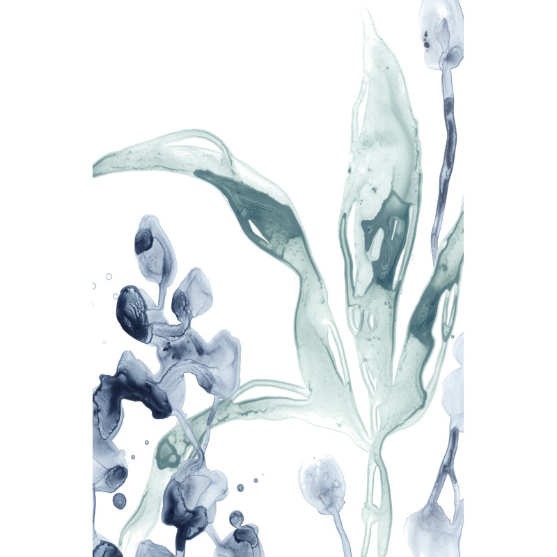 Blue Kelp IV -  Painting, 46 cm H x 30 cm W, Black Floater Framed