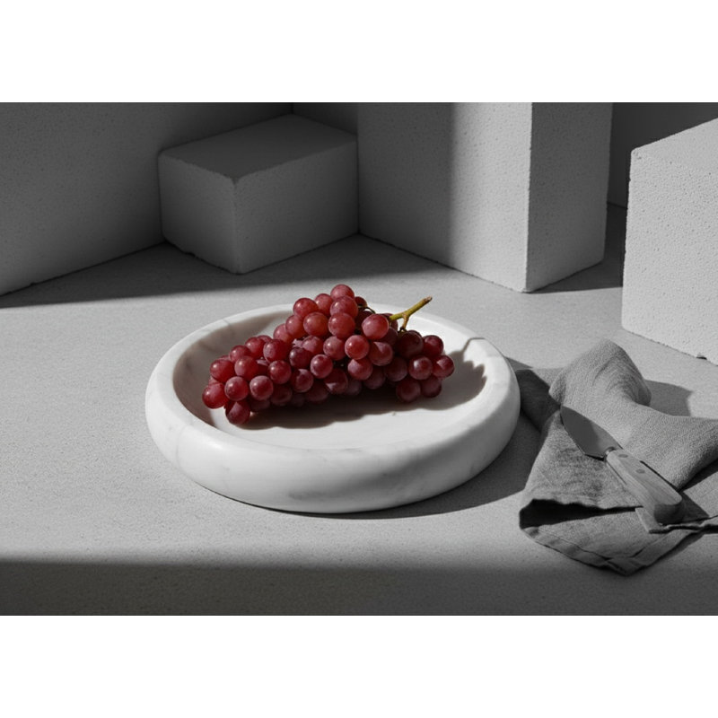 Grand plateau rond en marbre blanc Ceryis