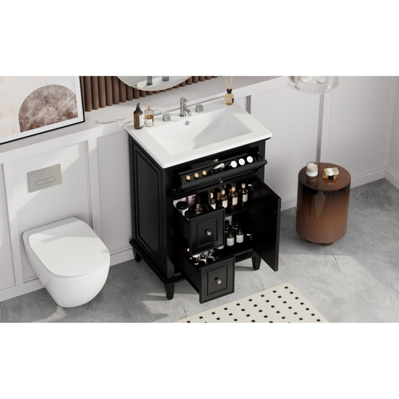 Meuble-lavabo moderne 24 po avec lavabo et rangement