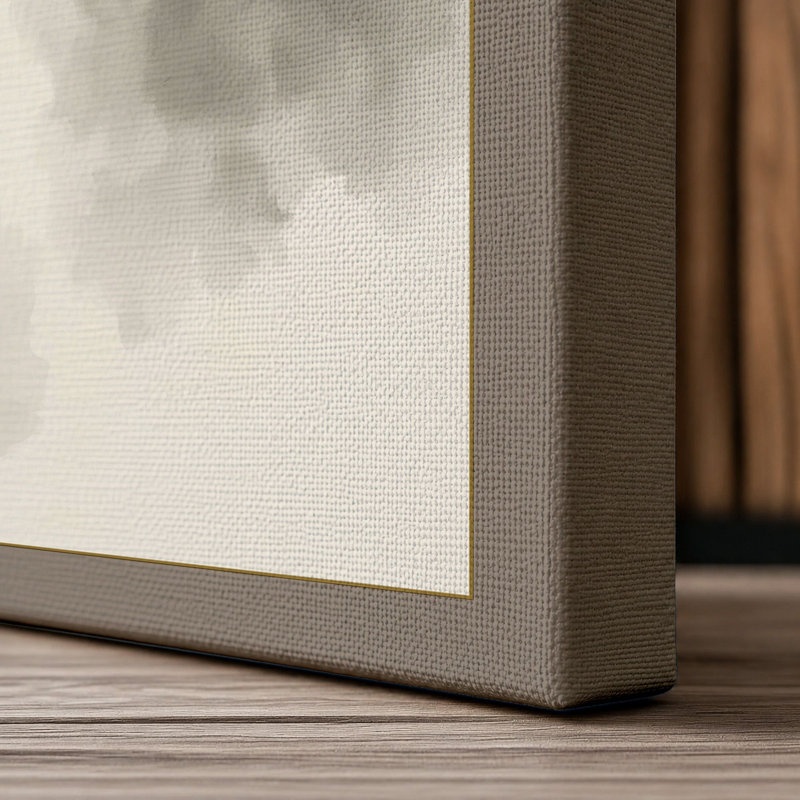 Bamboo in Mist Japandi - Wrapped Canvas, 36x24 - 91.4 x 61.0 cm, Taupe Border