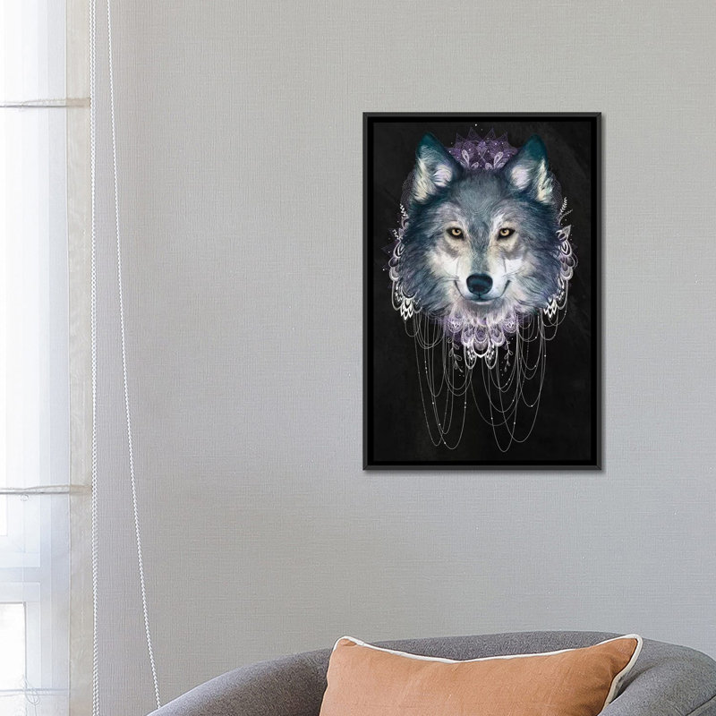 «Wolf» par Laura Graves, impression sur toile, H 26 po x l 18 po x P 1,5 po, Toile avec cadre noir