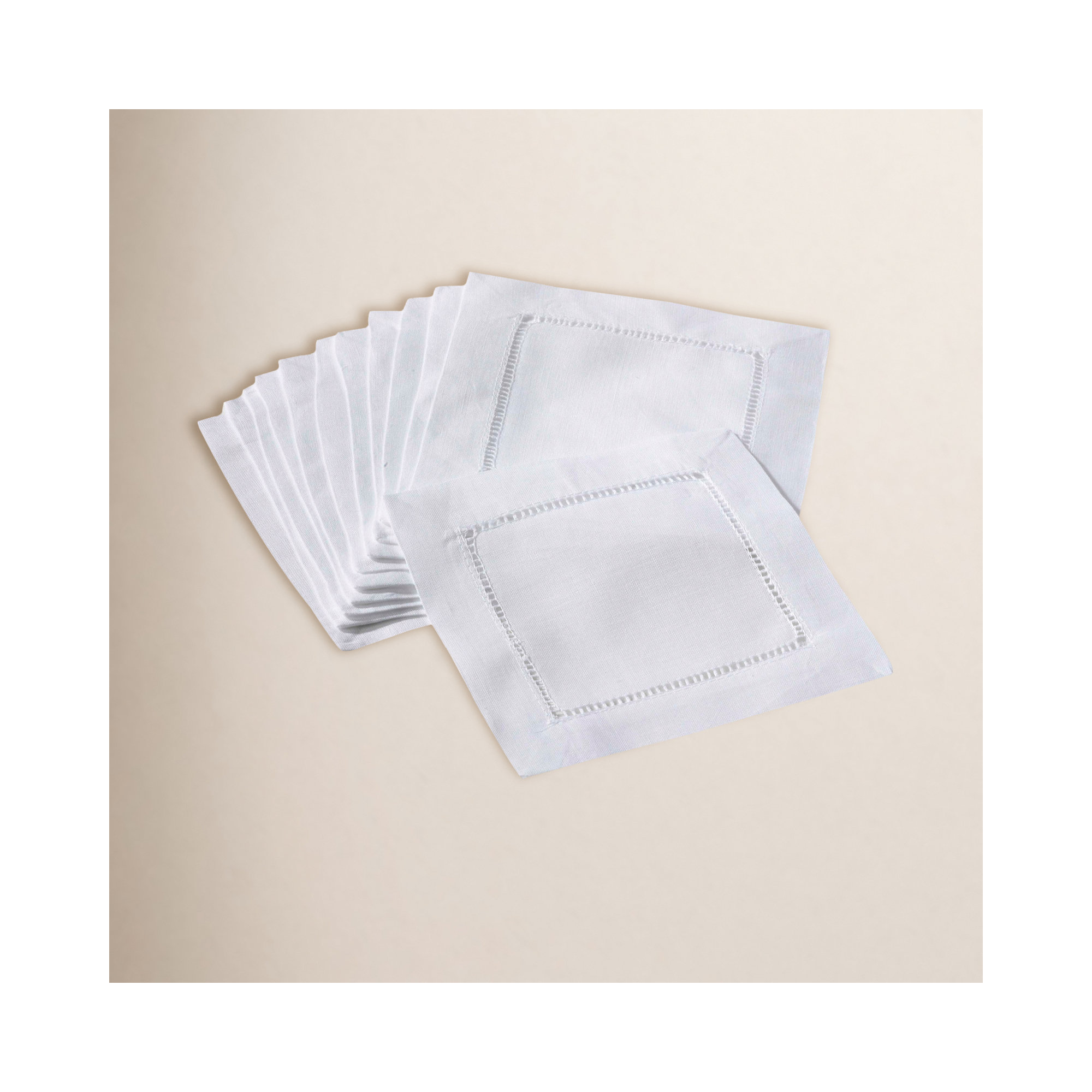 Gelder Cocktail 6" Linen/Cotton Napkin Set, White