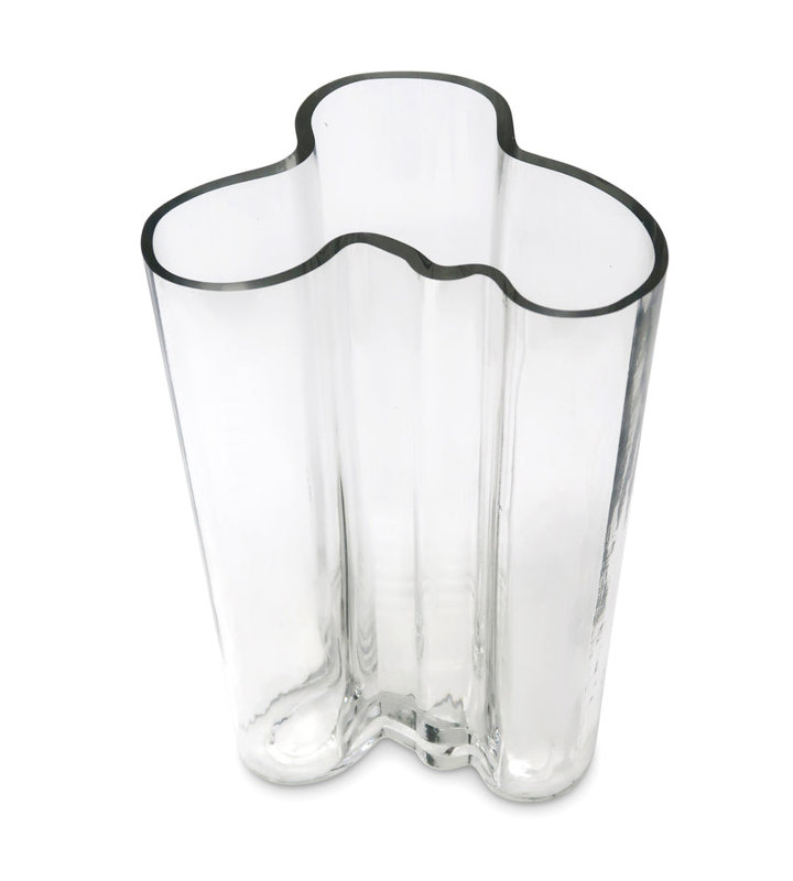 Tinted Curved Vase, 9.80" H x 5.50" W x 6.50" D, Clear