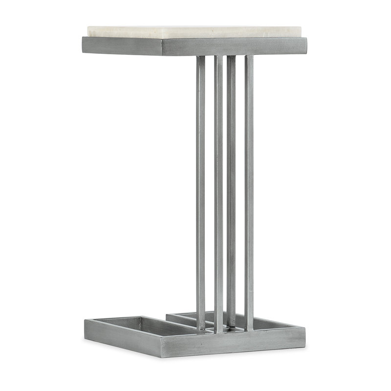 Silver and White Square Contemporary Drink Table