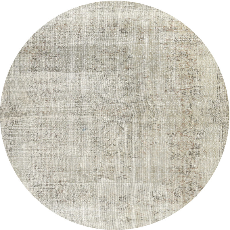 Tapis contemporain gris, Rond 7 pi x 7 pi