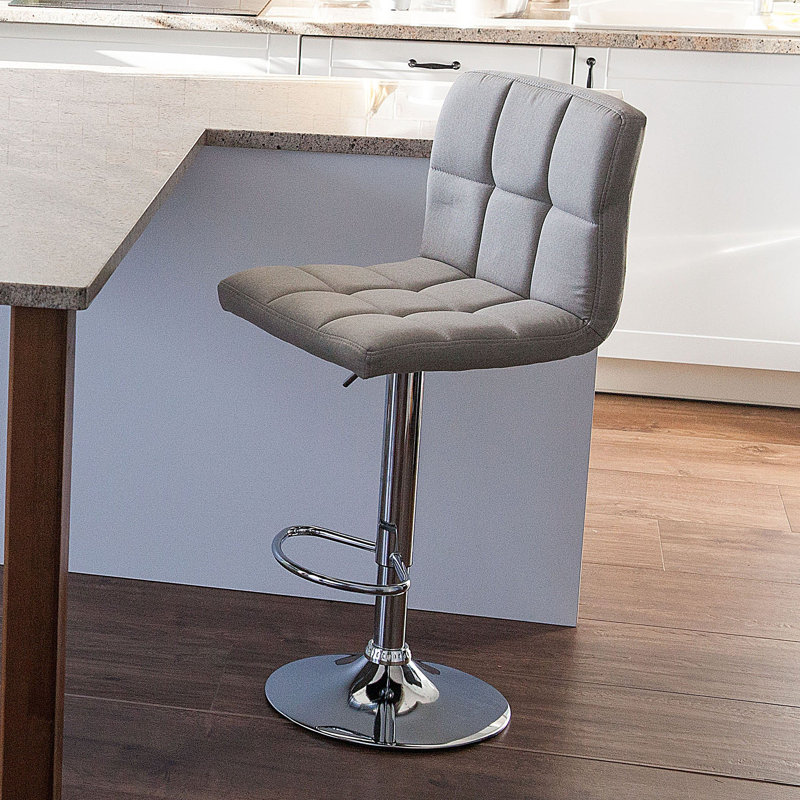 Seamus Swivel Upholstered Adjustable Height Bar Stool, Beige