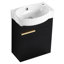 Meuble-lavabo à fermeture amortie avec lavabo de 40 cm, tablette de rangement, panneau en céramique ronde, style moderne pour salle de bain et petits espaces, finition châtaigne noire